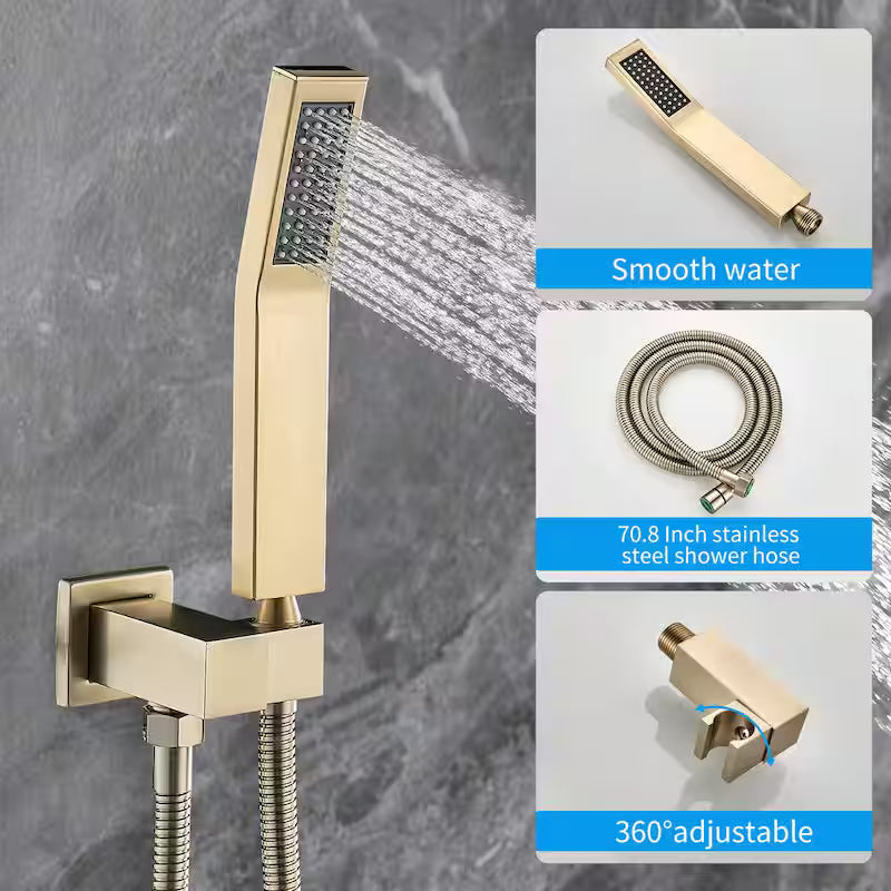 Brushed Gold 12 in. Shower Faucet Head with Handheld K8704