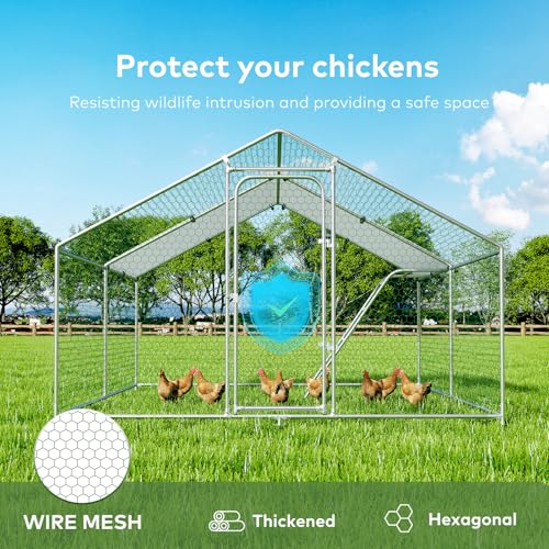 Large Metal Walk-in Chicken Coop with Cover M97798