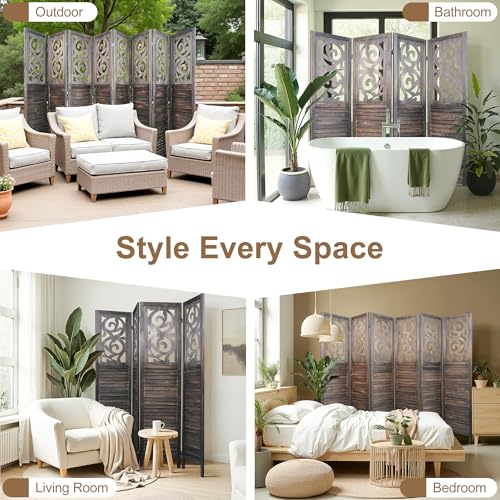 8 Panel Wood Peg Board Room Divider T19910