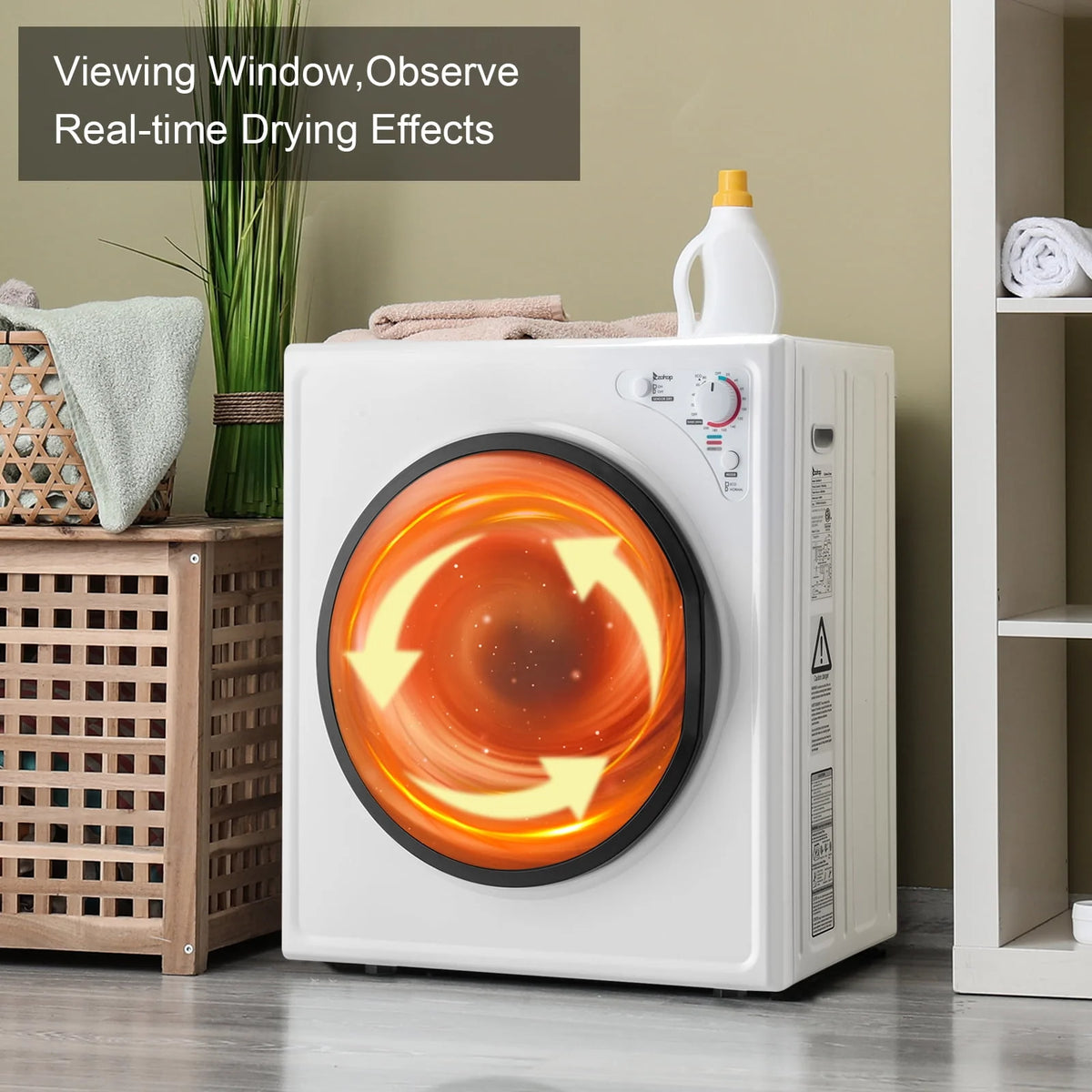 2.6CUFT Electric Compact Portable Clothes Dryer with Stainless Steel Tub, White S172914