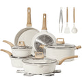 10 Pcs White Nonstick Granite Cookware Set Y1117