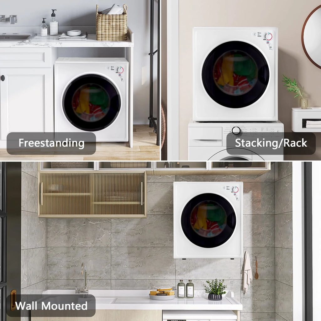 2.6CUFT Electric Compact Portable Clothes Dryer with Stainless Steel Tub, White S172914