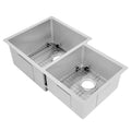 32 in. Double Bowl Stainless Steel Kitchen Sink with Bottom Grid X14036