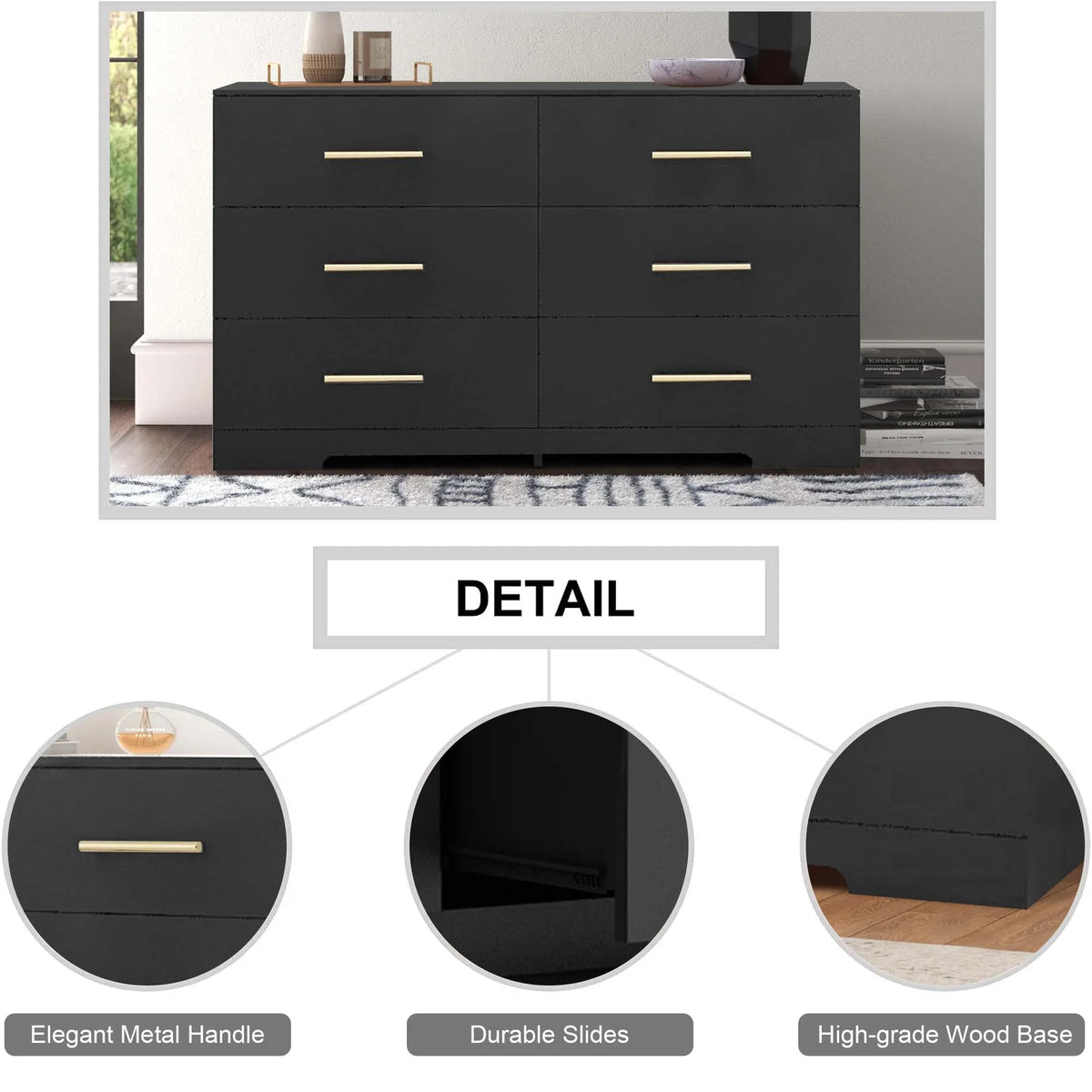 Black 6 Drawer Dresser K387135