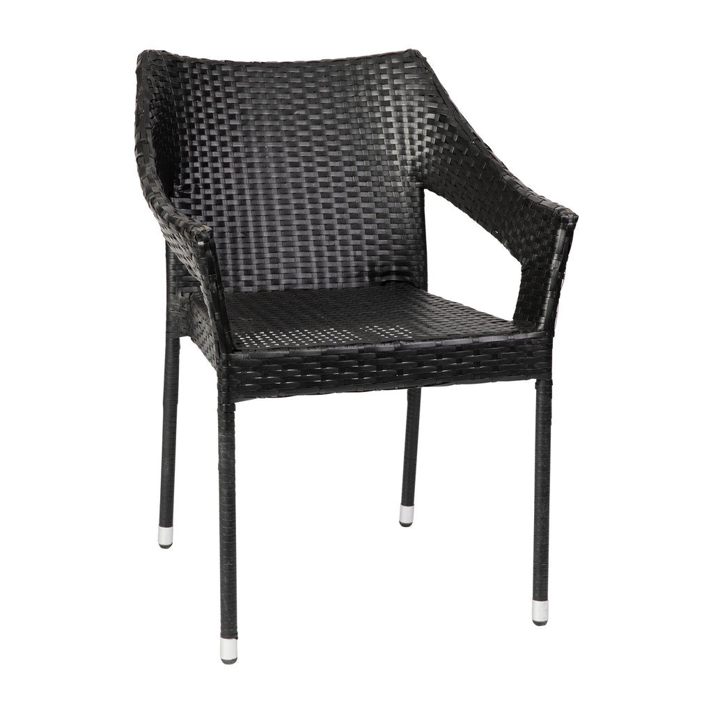 Black PE Rattan Wicker Stacking Patio Chair S517