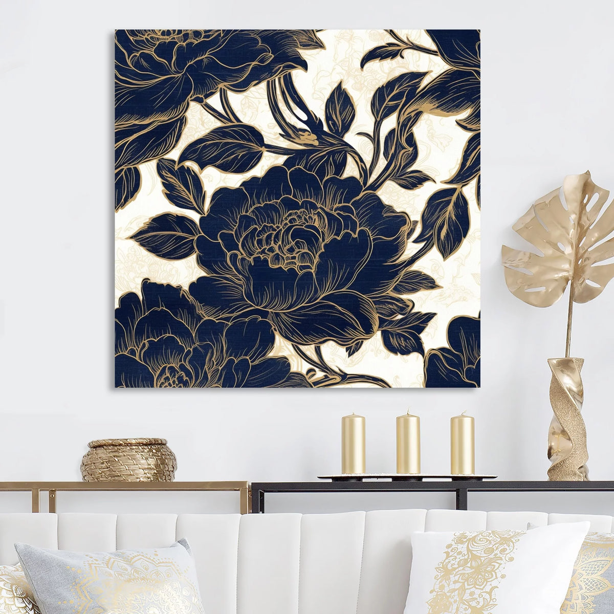 Floral Peony Canvas Art Print 30 in. wide x 30 in. high R7804