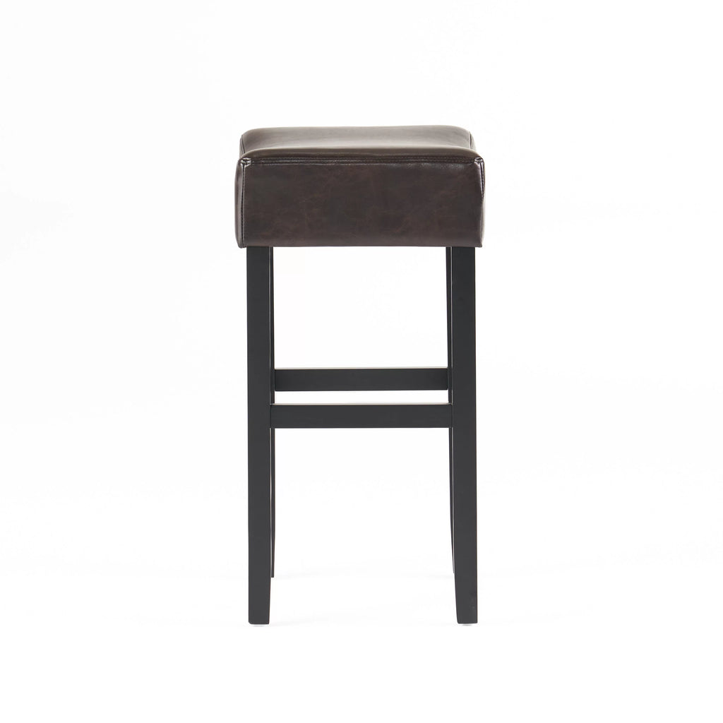 Brown Bonded Leather Backless Bar Stool Set of 2 U248