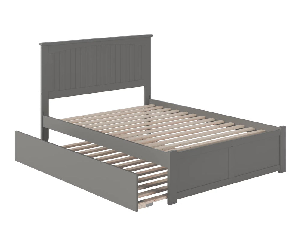 Grey Full Platform Bed with Trundle Bed L147