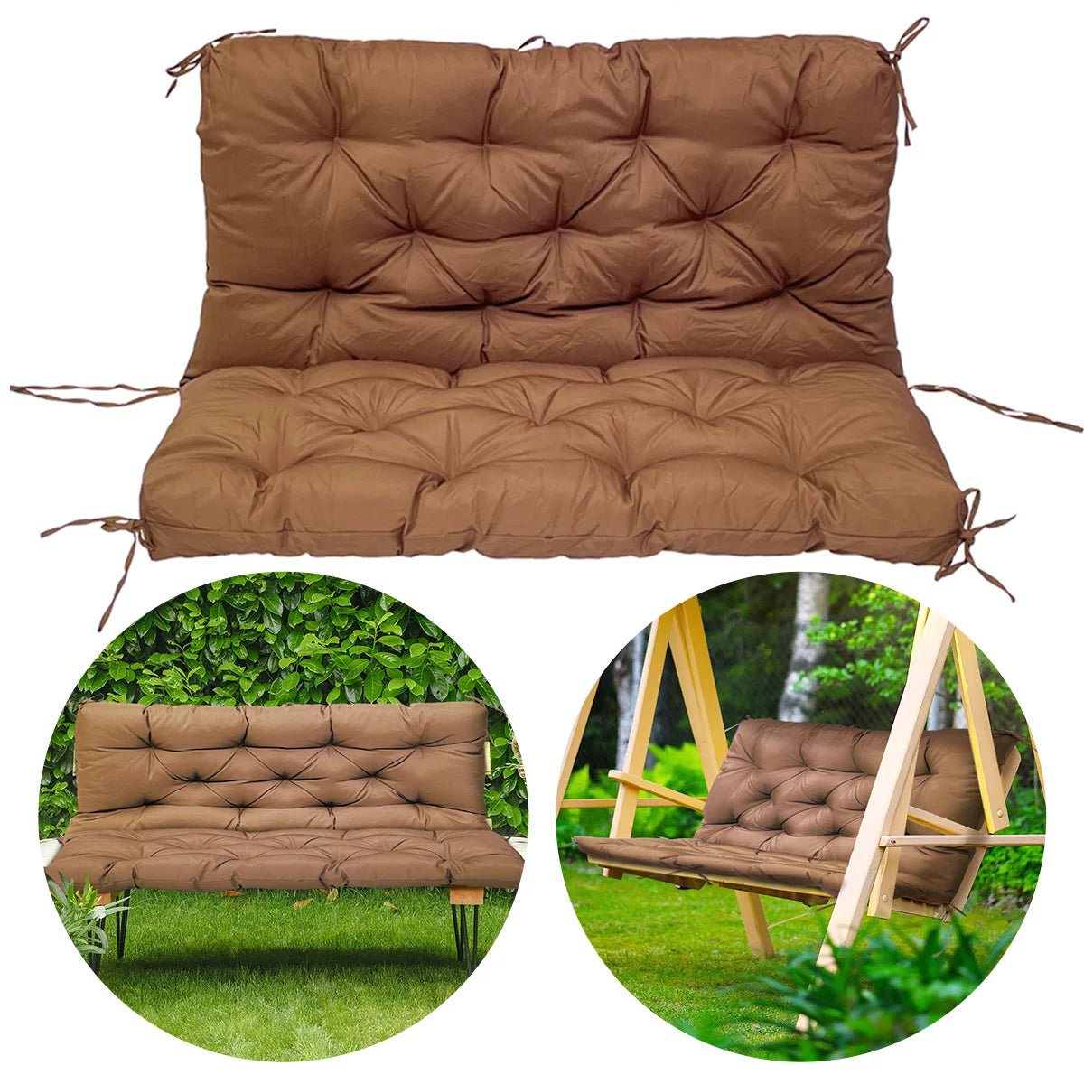 Waterproof Sun-Resistant Outdoor Bench Cushion with 8 Nonslip Ties X248