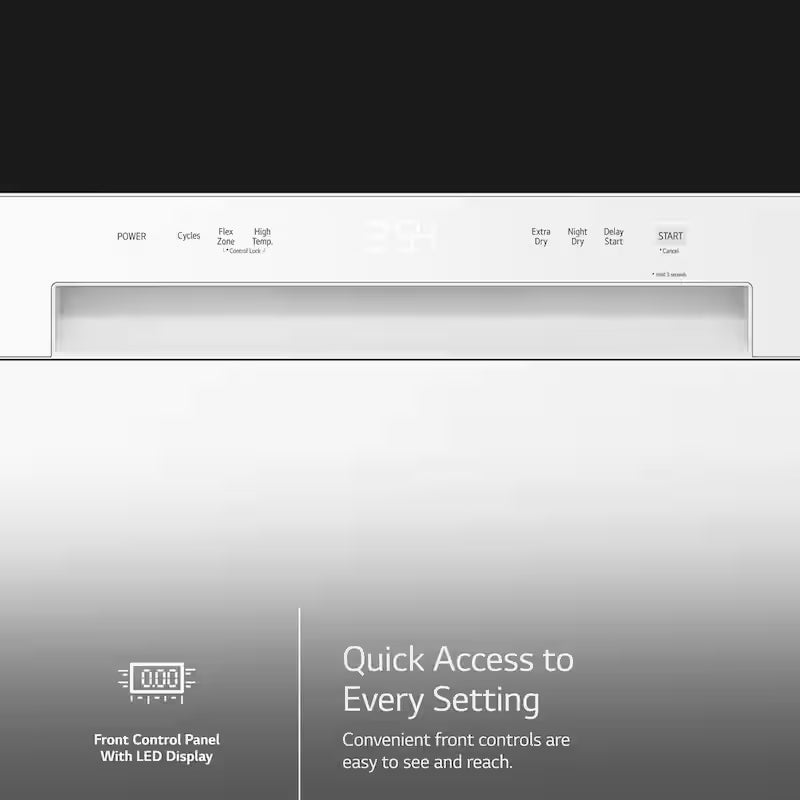 White Front Control Dishwasher with Stainless Steel Tub E61459