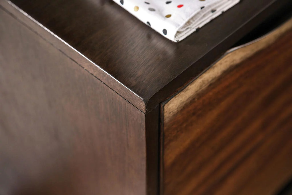 Dark Walnut & Dark Oak Solid Wood Queen Bedroom Set 3pcs C838
