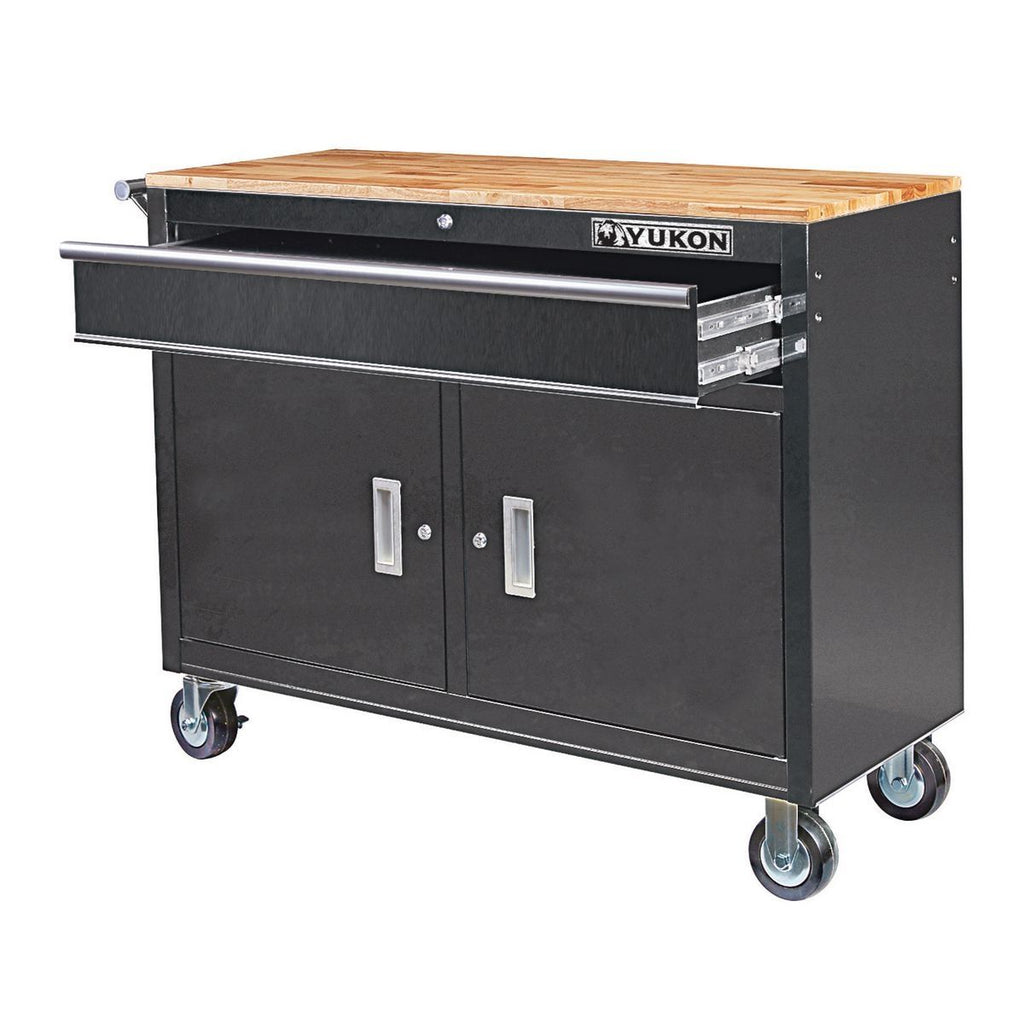 46 in. Mobile Workbench with Solid Wood Top J55266