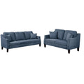 2 Piece Sofa and Loveseat Set with 4 Throw Pillows Navy Blue I756