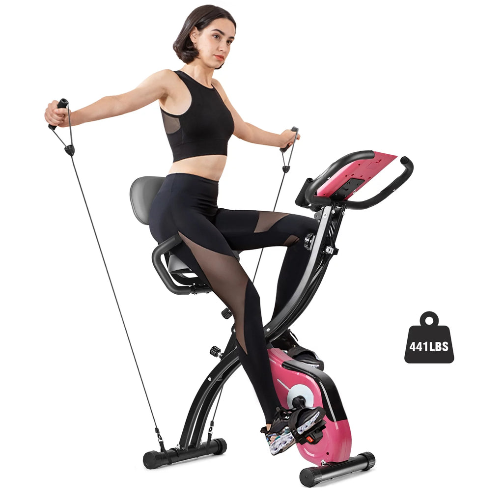 White Magnetic Folding Exercise Bike F548738