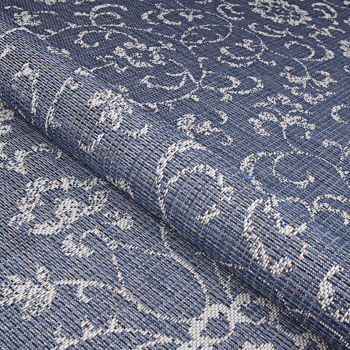 Navy-Ivory Indoor / Outdoor Area Rug E867350
