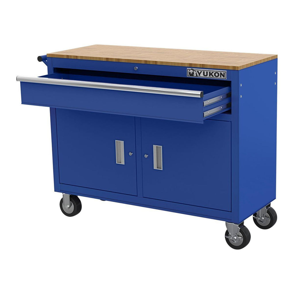 46 in. Mobile Workbench with Solid Wood Top J55266