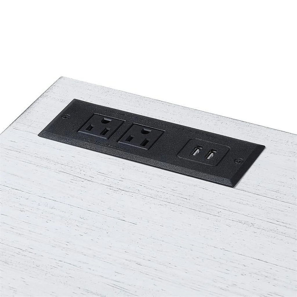 White Wood Writing Desk with USB Port T470