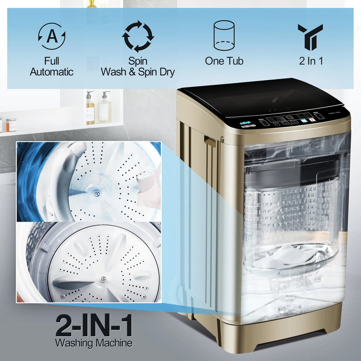 17.7 lbs Full Automatic Portable Washing Machine O8943