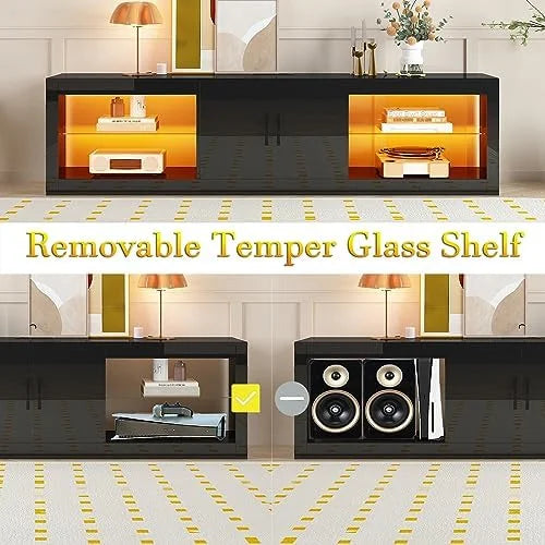 70 Inch LED TV Stand with Adjustable Glass Shelves W913822