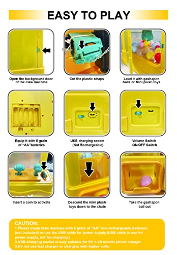 Large Claw Machine with Prizes, Adjustable Sound & Light, Mini Electronic Arcade Game Dispenser Toy F1669