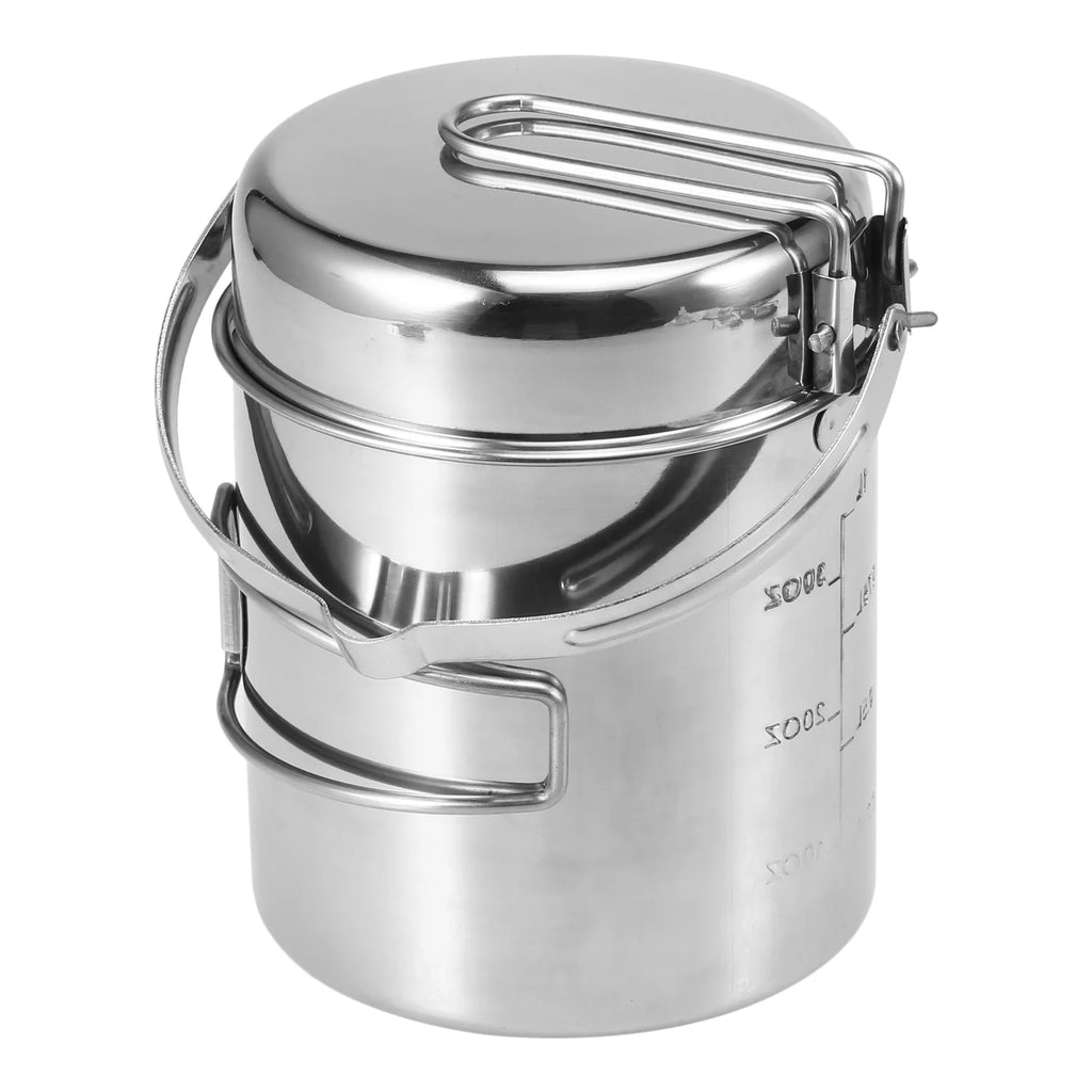 1L Stainless Steel Camping Kettle with Foldable Handle Z717