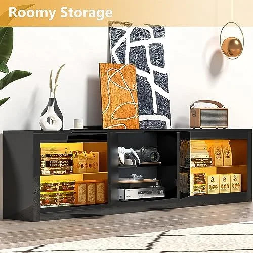 70 Inch LED TV Stand with Adjustable Glass Shelves W913822