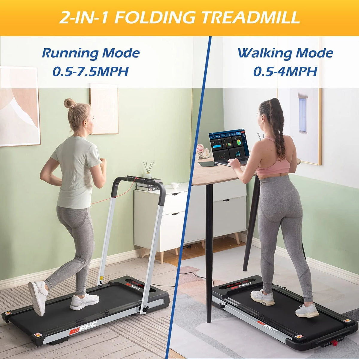 2.5HP 2 in 1 Folding Treadmill J514