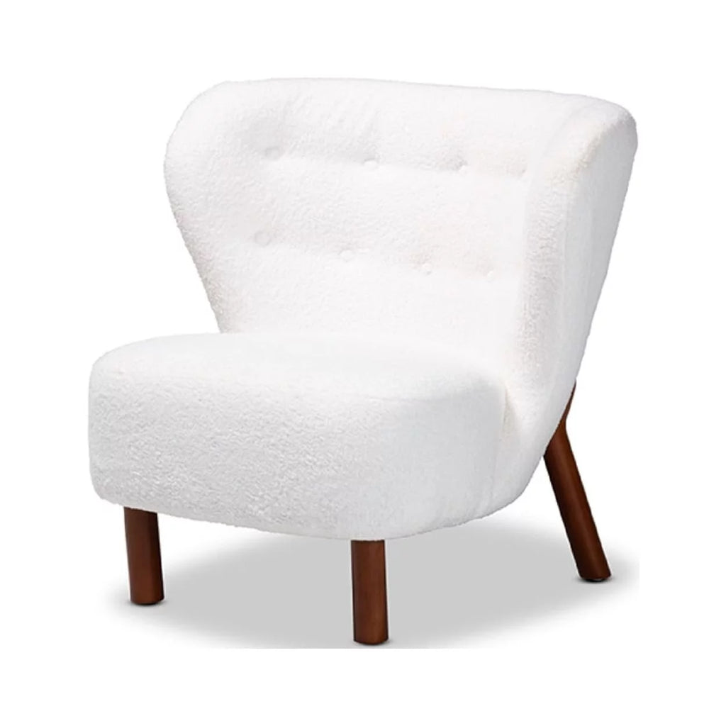 White Boucle Upholstered Wood Accent Chair S88263