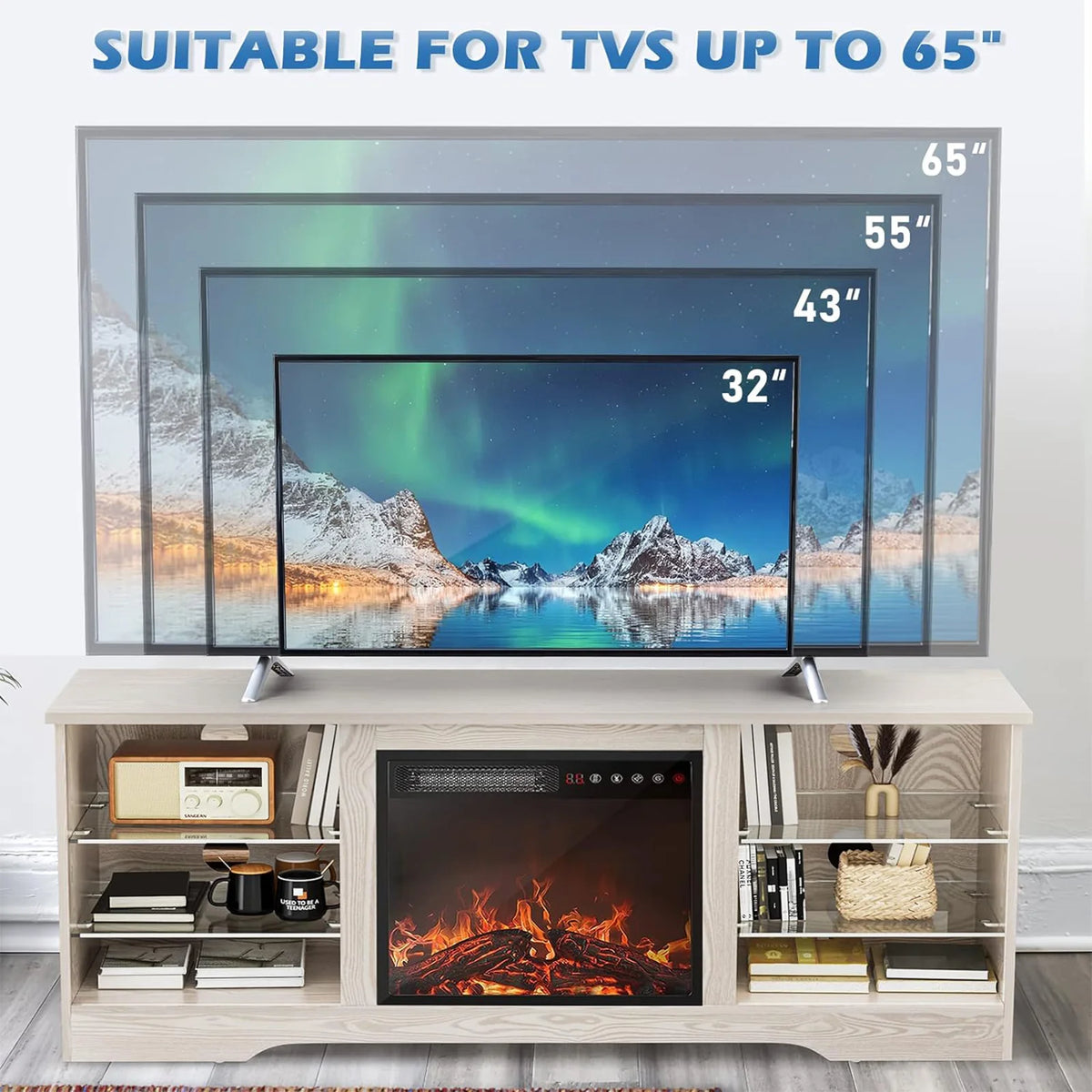 Fireplace TV Stand with 18'' Fireplace A261