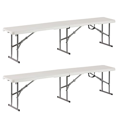 2.75ft White Plastic Folding Bench E5558