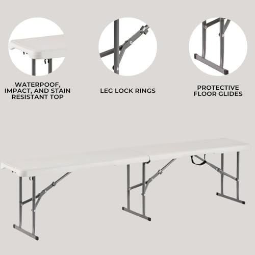 2.75ft White Plastic Folding Bench E5558