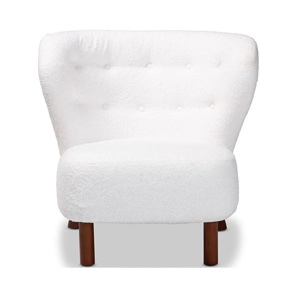 White Boucle Upholstered Wood Accent Chair S88263