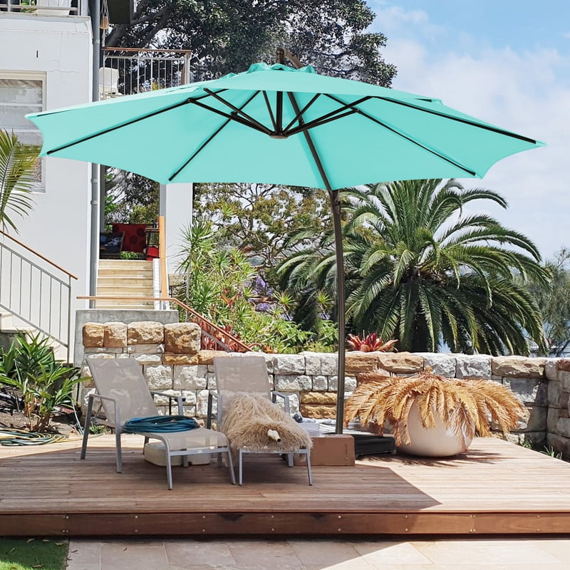 11ft Curvy Cantilever Offset Hanging Patio Umbrella with Base, Beige M14841