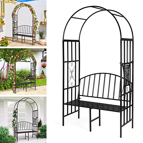 Heavy Duty Metal Garden Arch with Seat Bench S54323