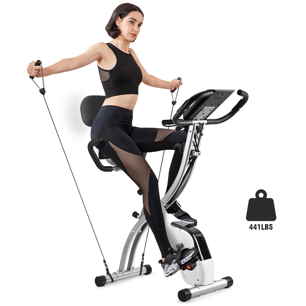 White Magnetic Folding Exercise Bike F548738