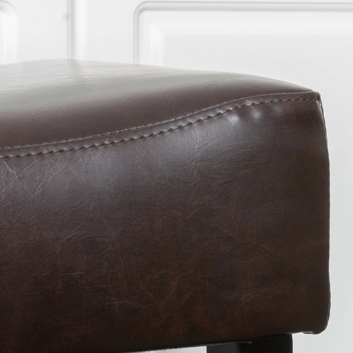 Brown Bonded Leather Backless Bar Stool Set of 2 U248