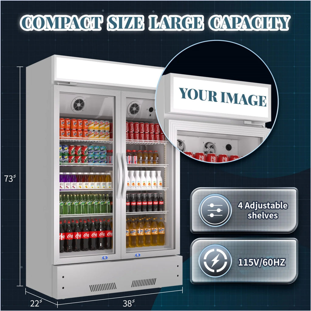 38'' Commercial Beverage Display Refrigerator with 2 Glass Doors P62792
