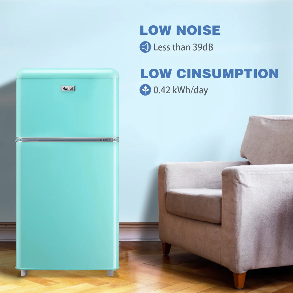Blue 3.5 Cu.ft Mini Fridge with Freezer E4059
