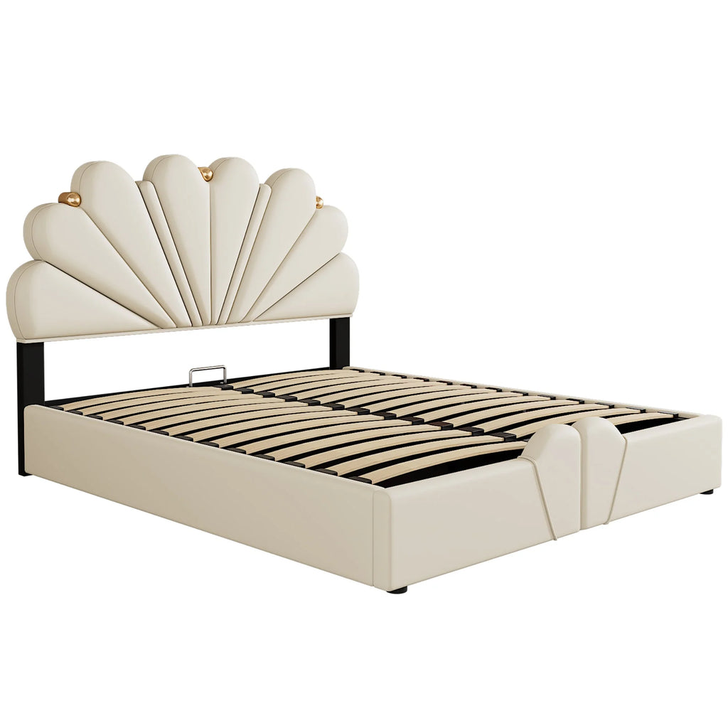 Queen Size Beige Platform Bed N3199