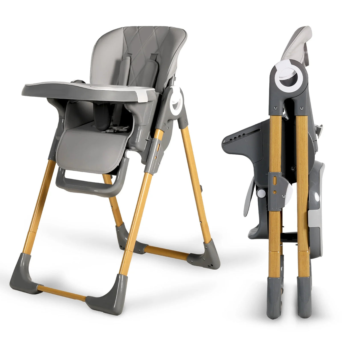 Foldable High Chair with Detachable Double Trays O717149