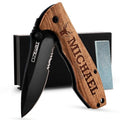 Personalized Engraved Oak Wood Pocket Knife R5576