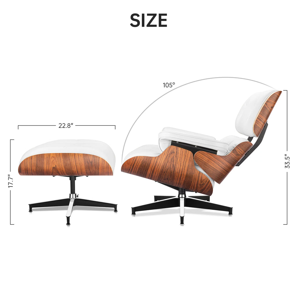 Mid Century Top Grain Leather Lounge Chair and Ottoman Set T4513