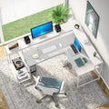 69 Inch L Shaped Desk with Monitor Stand Black L302