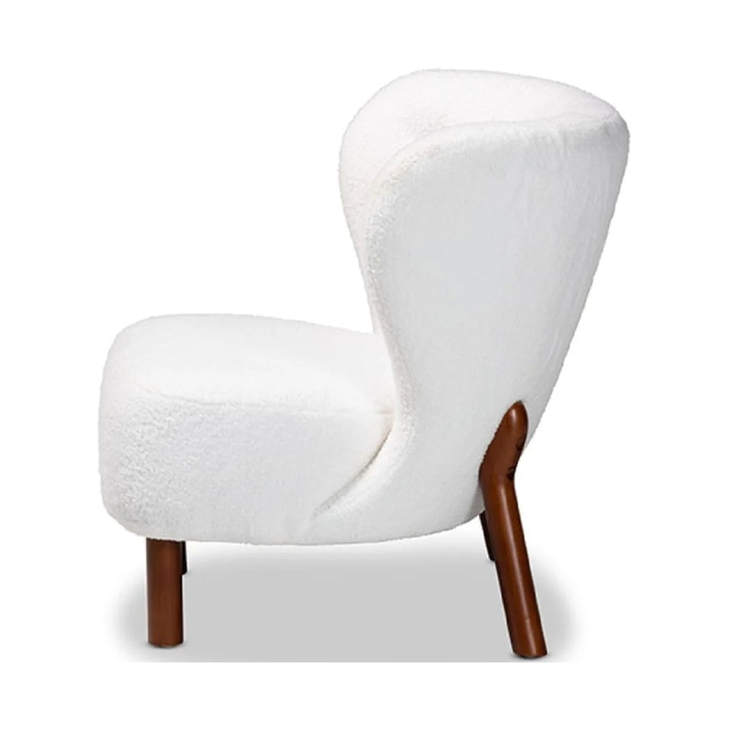 White Boucle Upholstered Wood Accent Chair S88263