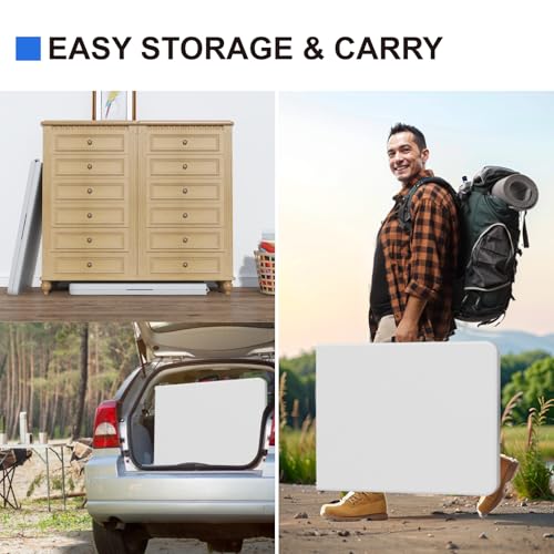 6ft White Foldable Plastic Table with Carrying Handle P266513