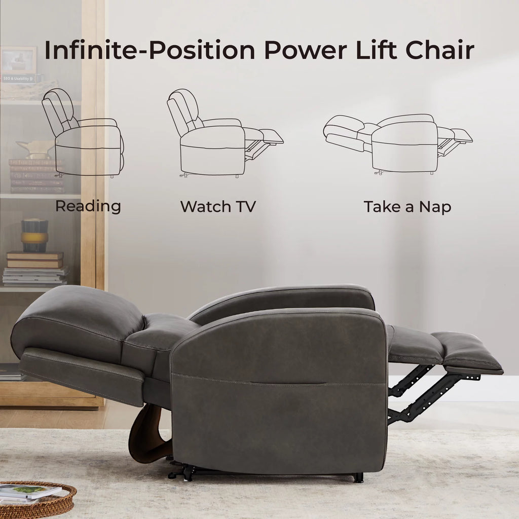 Dark Gray Faux Leather Lift Recliner Chair C11177