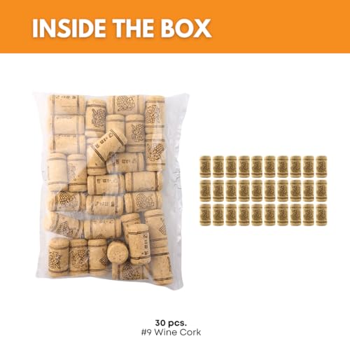 30 Premium Straight Wine Corks 7/8" x 1-3/4" Beige K91000