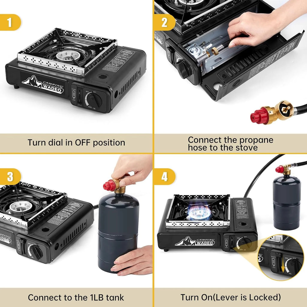 Portable Dual Fuel Camping Stove with Propane Regulator Hose Y95240