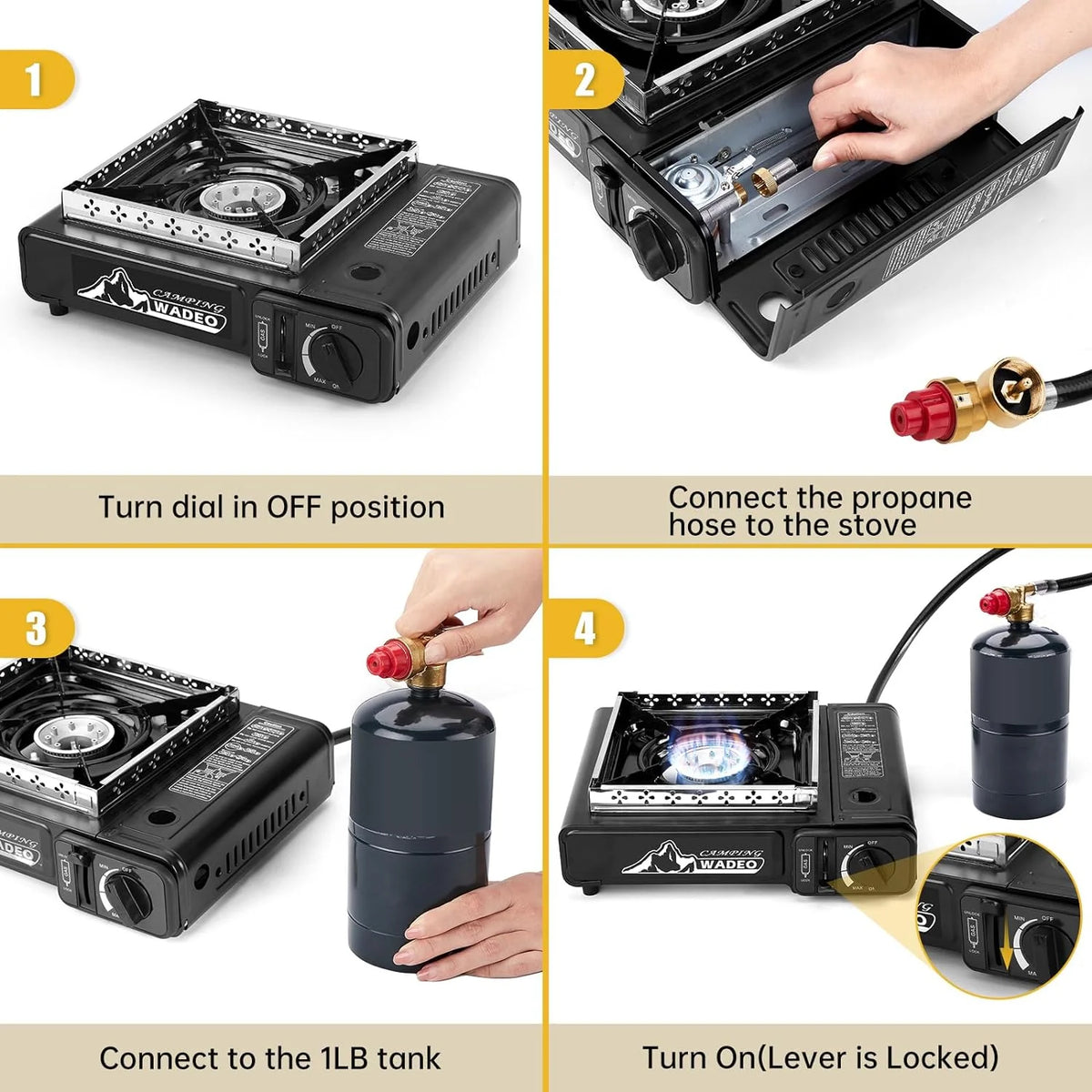 Portable Dual Fuel Camping Stove with Propane Regulator Hose Y95240