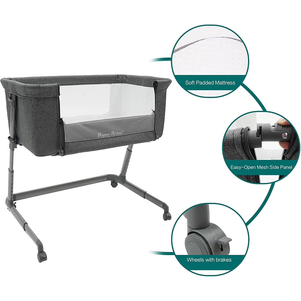 Grey Bassinet with Wheels and Folding Frame G523348